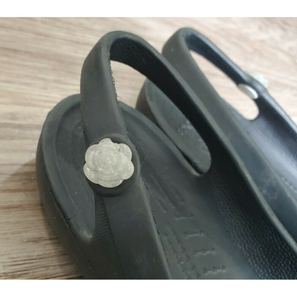 Crocs Shoes Size 9 Black Rubber Sling Back Classic Flats Womens - Picture 3 of 4